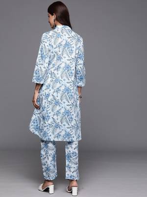 Floral Printed Pure Cotton Kurta with Trousers 6