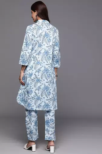 Floral Printed Pure Cotton Kurta with Trousers