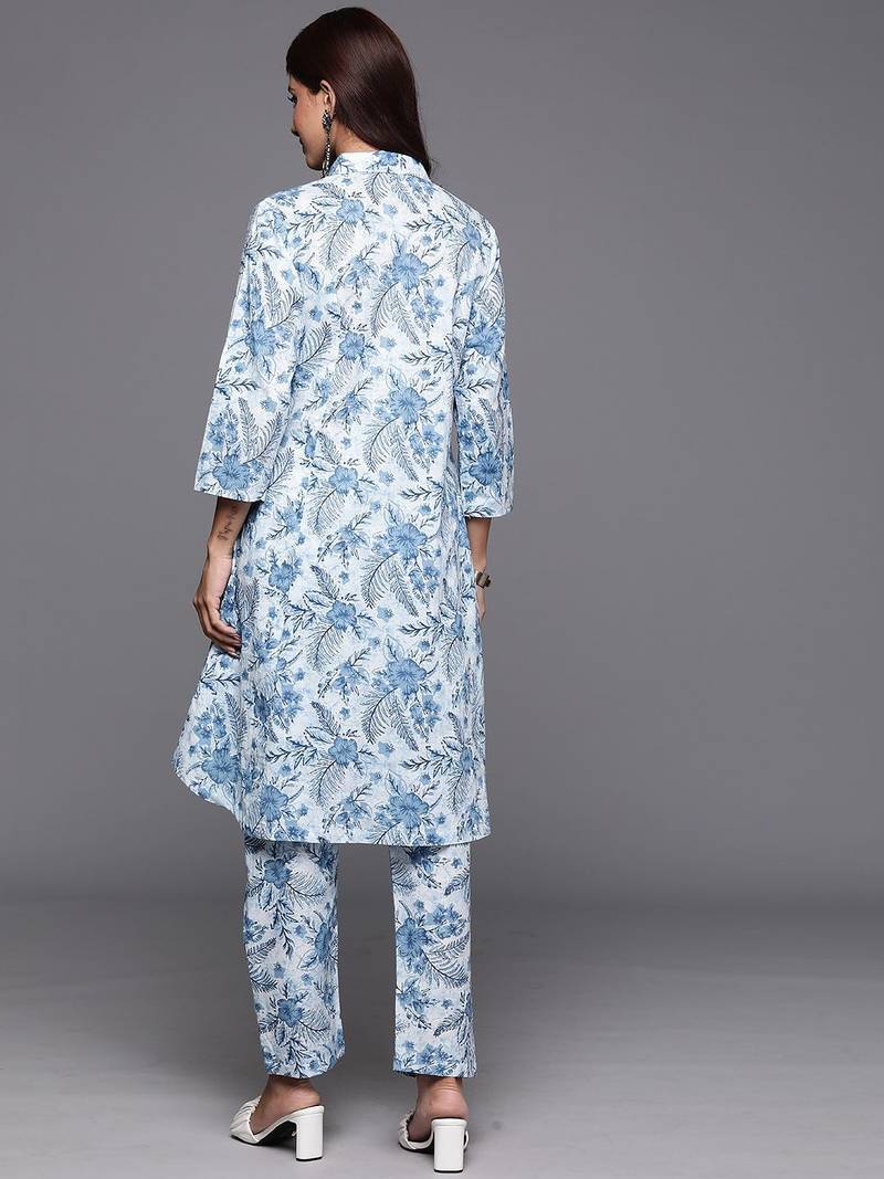 Floral Printed Pure Cotton Kurta with Trousers