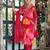 V-Neck Mirror Embellished Straight Kurta With Trousers & Chiffon Dupatta