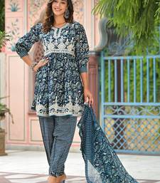 Printed Dori Embroidered Flared Kurta With Sharara & Dupatta