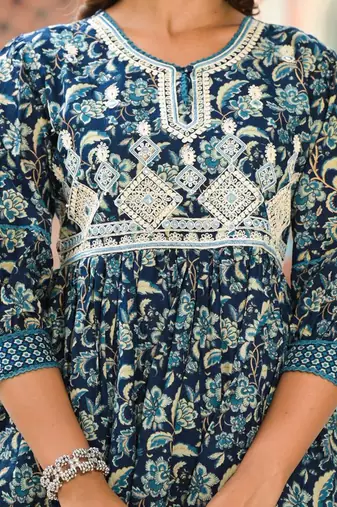 Printed Dori Embroidered Flared Kurta With Sharara & Dupatta