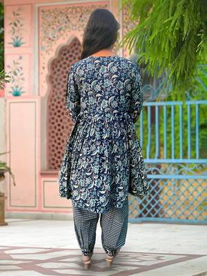 Printed Dori Embroidered Flared Kurta With Sharara & Dupatta 4