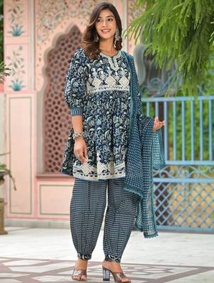 Printed Dori Embroidered Flared Kurta With Sharara & Dupatta 1
