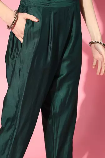Teal Poly Georgette Kaftan Kurta Set
