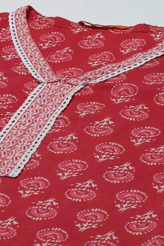 Women Red & White Ethnic Motifs Printed Kurta with Palazzos & With Dupatta