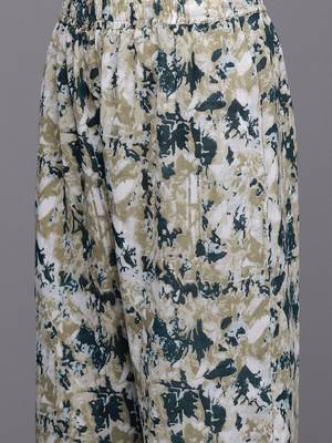Women Printed Pleated Silk Georgette Kurta with Trousers & Dupatta 4