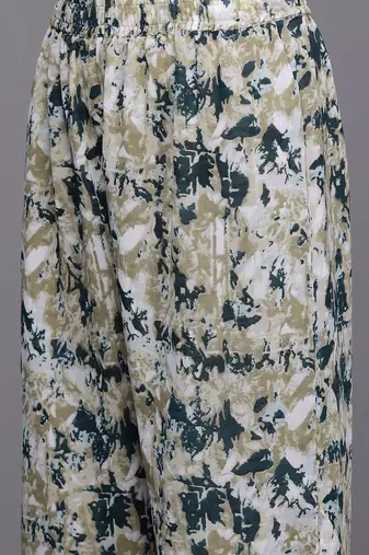 Women Printed Pleated Silk Georgette Kurta with Trousers & Dupatta