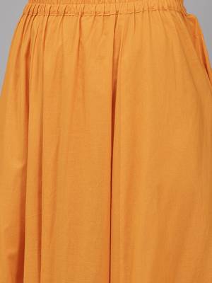 Women Orange Bandhani Print Gotta Patti Kurta with Palazzos & Dupatta 4