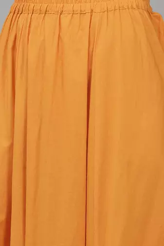 Women Orange Bandhani Print Gotta Patti Kurta with Palazzos & Dupatta