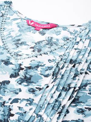 Women Floral Printed Regular Silk Crepe Kurta with Trousers 2