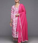 Printed Empire Kantha Work Pure Cotton Kurta with Palazzos & Dupatta