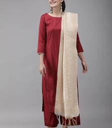 Women Maroon Panelled Liva Kurta with Trousers & With Dupatta