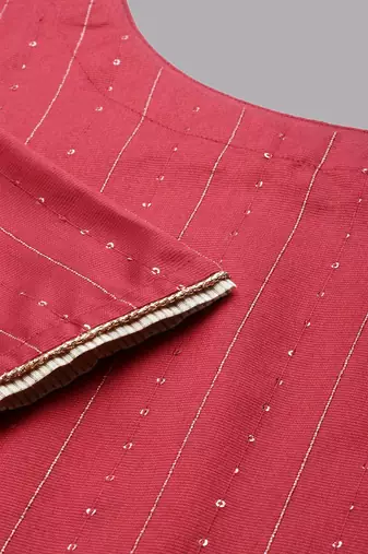 Women Maroon Panelled Liva Kurta with Trousers & With Dupatta