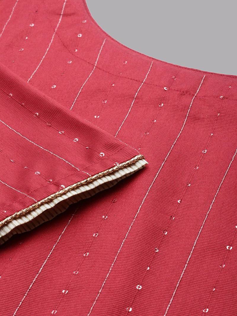 Women Maroon Panelled Liva Kurta with Trousers & With Dupatta