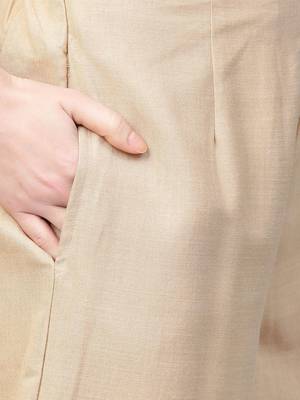 Women Beige & Pink Yoke Design Kurta with Palazzos & Dupatta 4