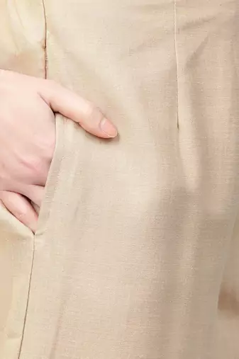 Women Beige & Pink Yoke Design Kurta with Palazzos & Dupatta
