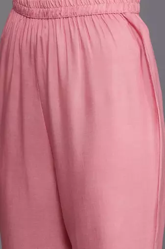 Women Floral Embroidered Regular Thread Work Linen Kurta with Trousers & Dupatta