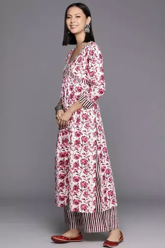 Women Printed Pure Cotton Kurta With Palazzos & Dupatta