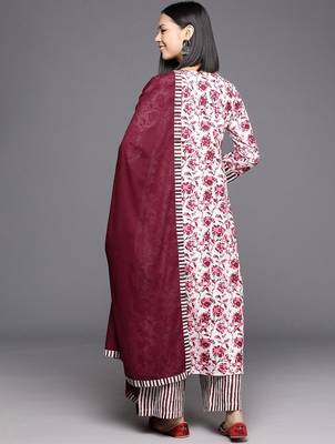 Women Printed Pure Cotton Kurta With Palazzos & Dupatta 7