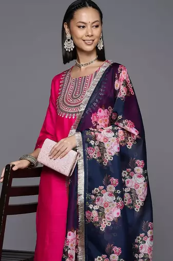 Women Yoke Design Regular Sequinned Kurta with Trousers & With Dupatta