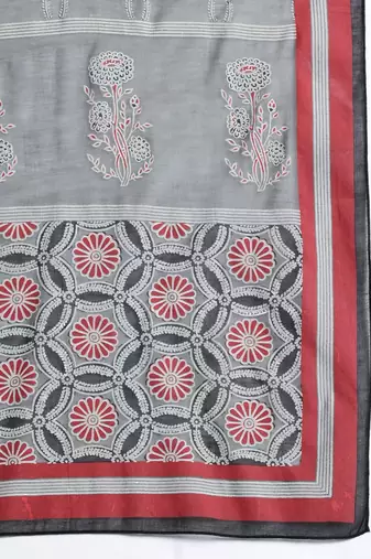Embroidered Thread Work Pure Cotton Kurta with Trousers & With Dupatta
