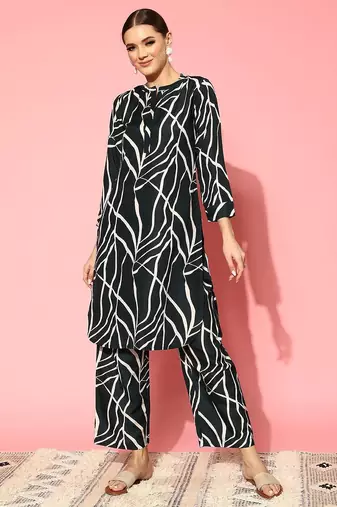 Fusion Abstract Printed Regular Kurta with Trousers