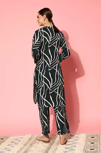 Fusion Abstract Printed Regular Kurta with Trousers