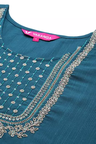 Ethnic Motifs Embroidered Regular Sequinned Kurta with Trousers & Dupatta