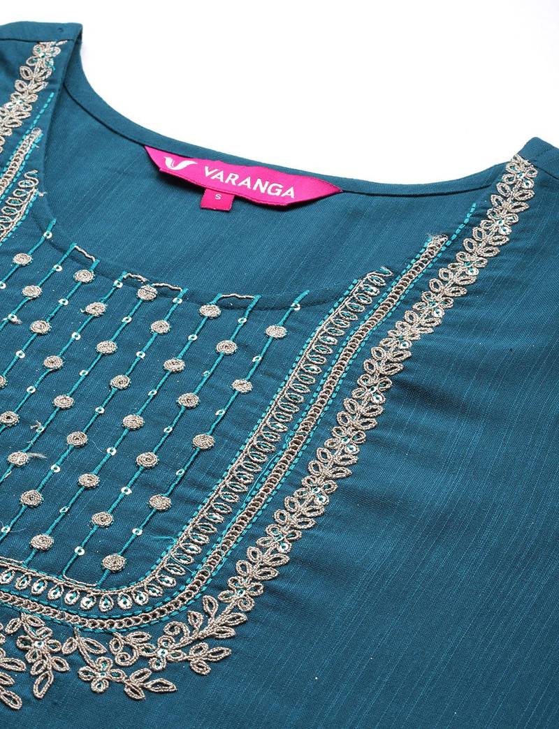 Ethnic Motifs Embroidered Regular Sequinned Kurta with Trousers & Dupatta
