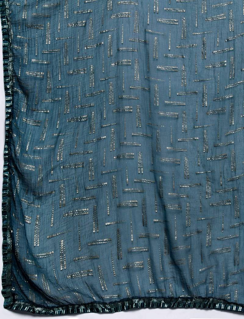 Ethnic Motifs Embroidered Regular Sequinned Kurta with Trousers & Dupatta
