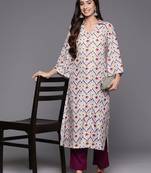 Abstract Woven Design Flared Kurta with Trousers