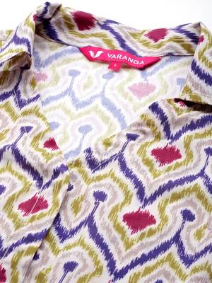 Abstract Woven Design Flared Kurta with Trousers 2