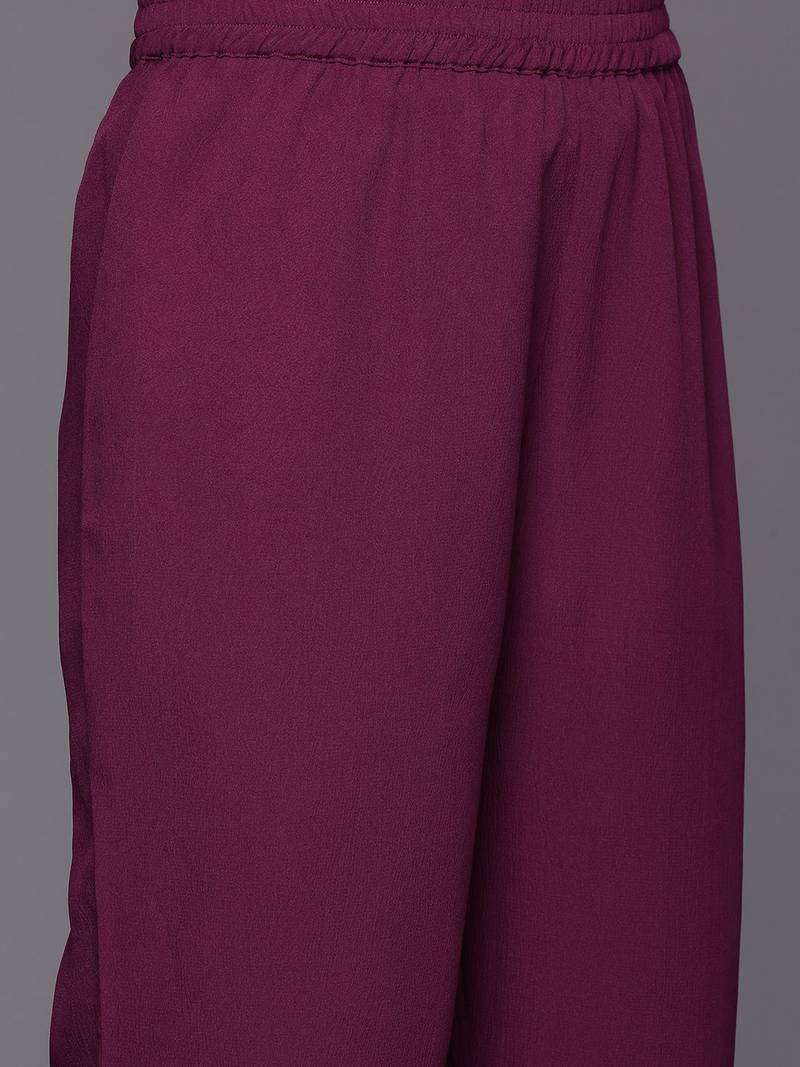 Abstract Woven Design Flared Kurta with Trousers