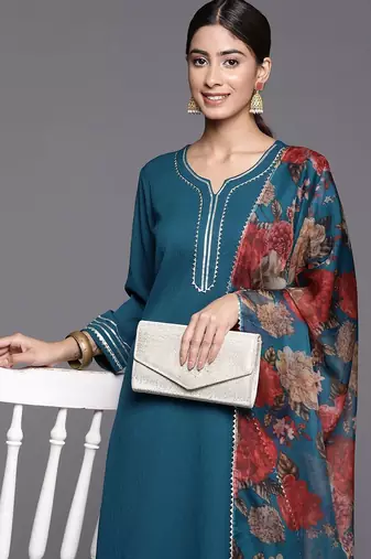 Printed Gotta Patti Kurta with Palazzos & Dupatta