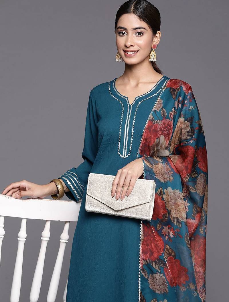 Printed Gotta Patti Kurta with Palazzos & Dupatta
