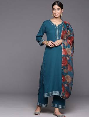 Printed Gotta Patti Kurta with Palazzos & Dupatta 1