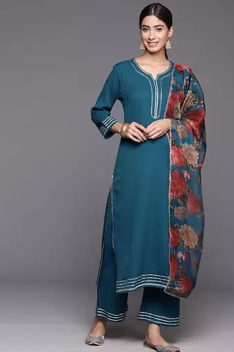 Printed Gotta Patti Kurta with Palazzos & Dupatta
