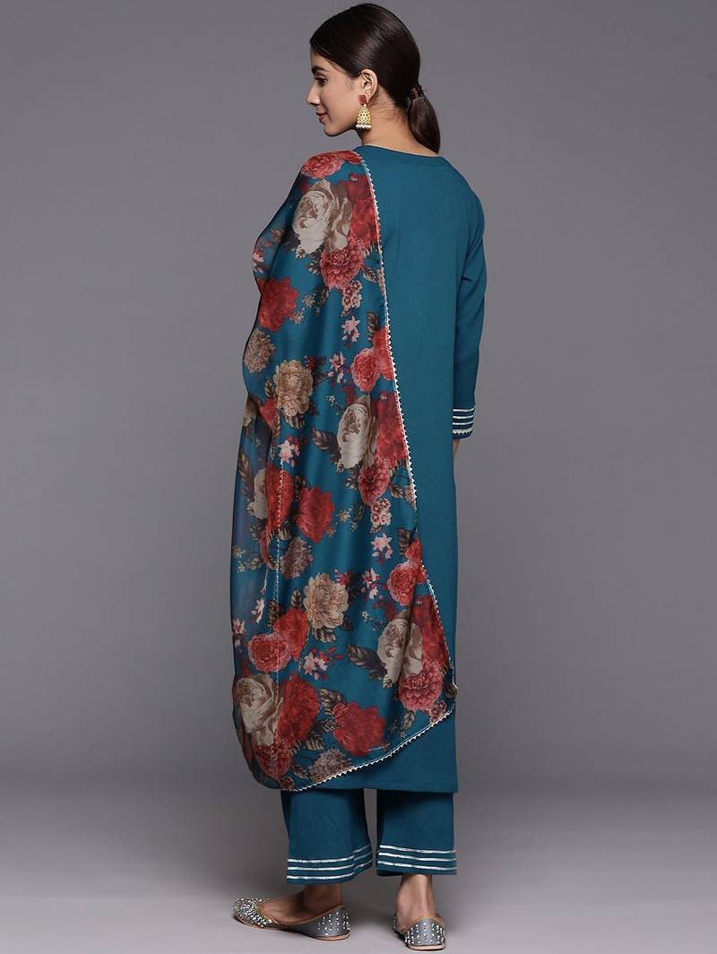 Printed Gotta Patti Kurta with Palazzos & Dupatta