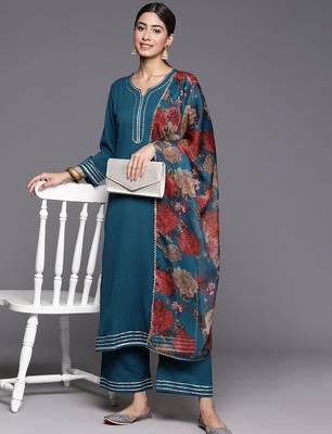 Printed Gotta Patti Kurta with Palazzos & Dupatta 8