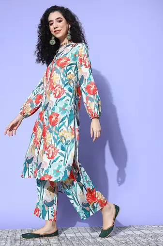 Women Floral Printed Regular Kurta with Palazzos