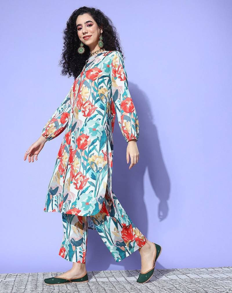 Women Floral Printed Regular Kurta with Palazzos