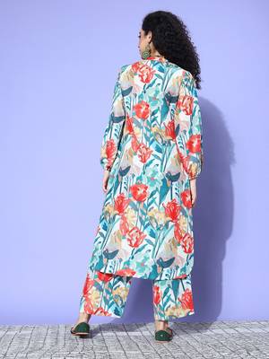 Women Floral Printed Regular Kurta with Palazzos 5