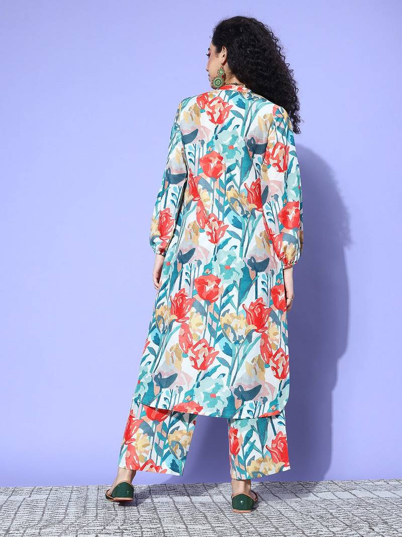 Women Floral Printed Regular Kurta with Palazzos