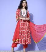 Women Ethnic Motifs Printed Empire Gotta Patti Kurta with Trousers & With Dupatta