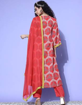 Women Ethnic Motifs Printed Empire Gotta Patti Kurta with Trousers & With Dupatta 5