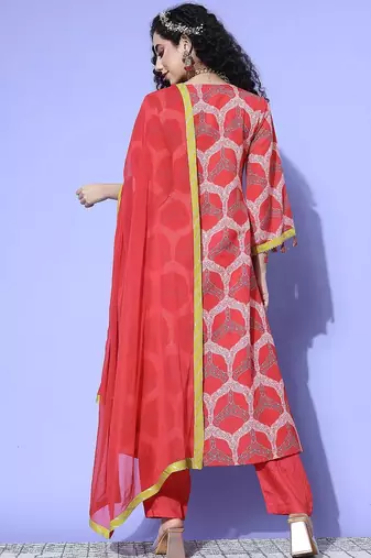 Women Ethnic Motifs Printed Empire Gotta Patti Kurta with Trousers & With Dupatta