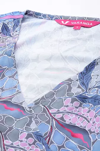 Women Abstract Printed Angrakha Style Kurta With Palazzos