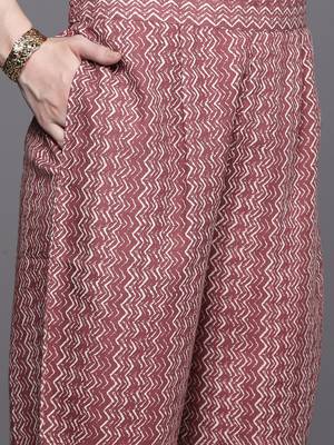 Bandhani Printed Regular Thread Work Pure Cotton Kurta With Trousers & Dupatta 4
