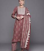 Bandhani Printed Regular Thread Work Pure Cotton Kurta With Trousers & Dupatta